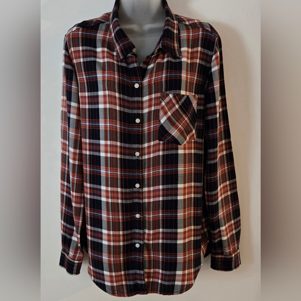 Ladies Lucky Brand Lightweight Flannel Size Small Long Sleeve Euc